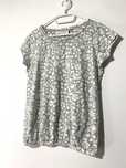 bluzka top tshirt koszulka boho hippie biało szara XS folk ażur kwiaty