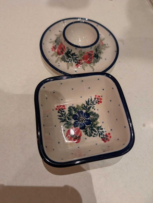 Bolesławiec ceramika mała miseczka talerzyk na jajko