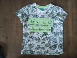 T-shirt r. 116 zwierzęta rośliny beżowo - zielona