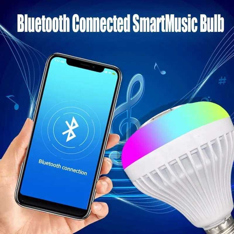 Żarówka muzyczna Bluetooth LED RGB pilot.