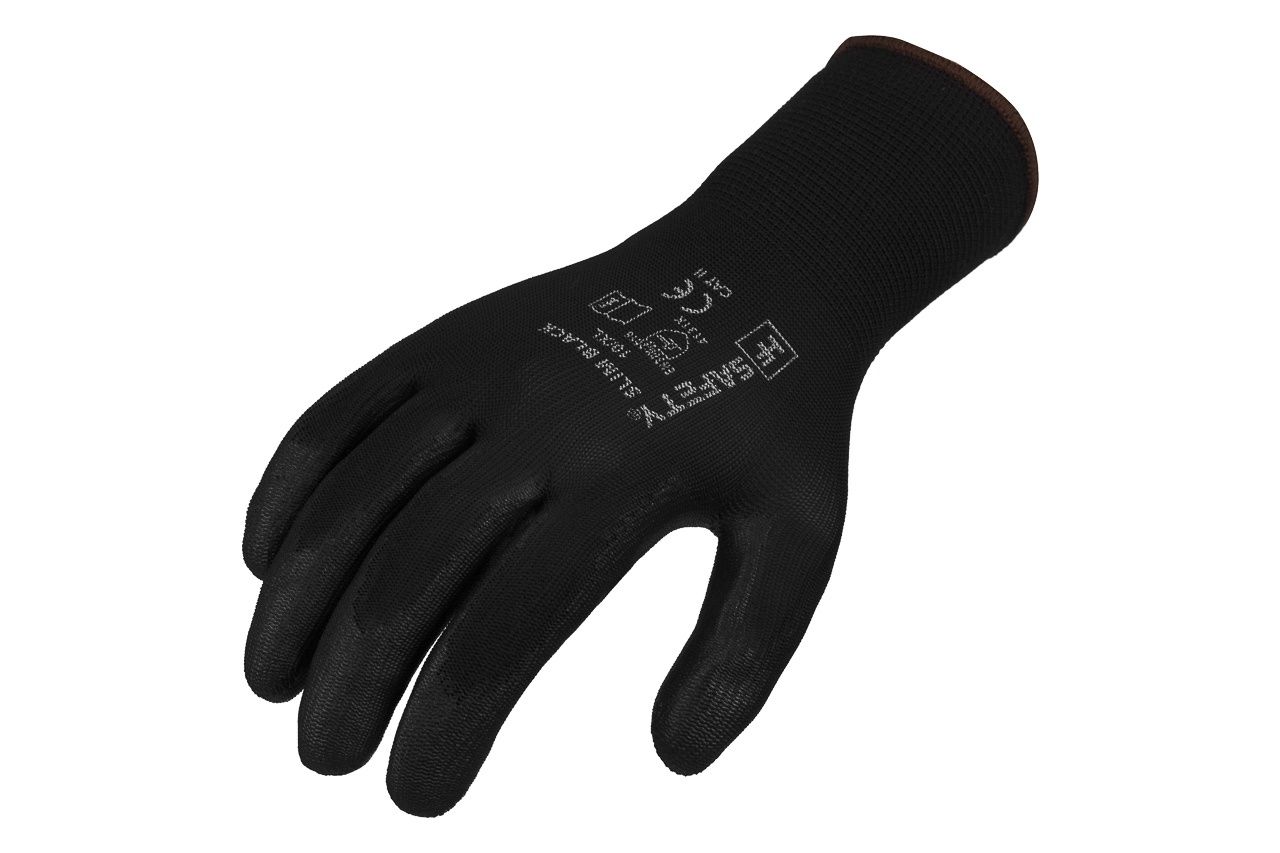 10 x Rękawice ochronne HF SAFETY SLIM-BLACK R.9