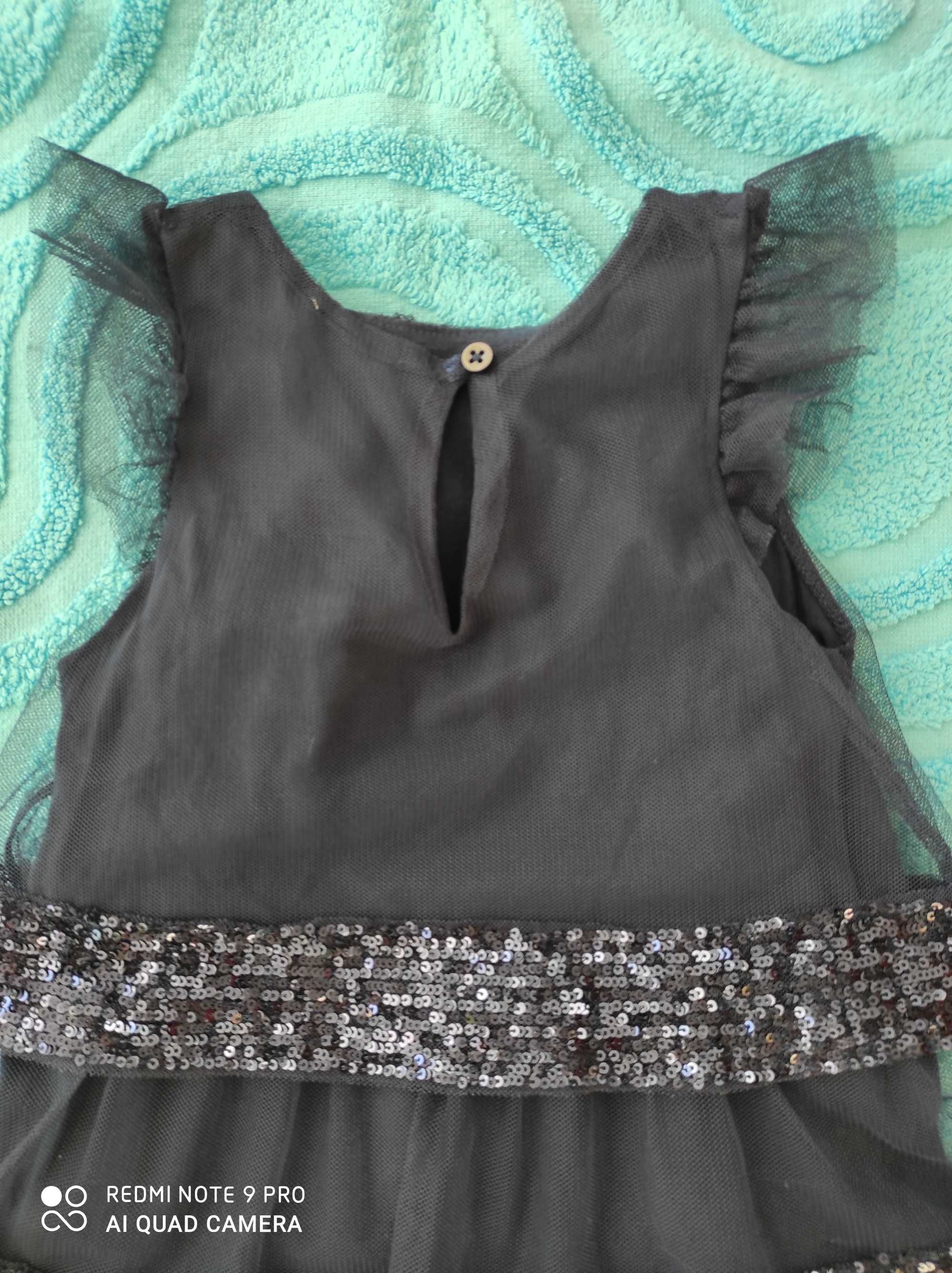 Granatowa elegancka sukienka 2-3lata