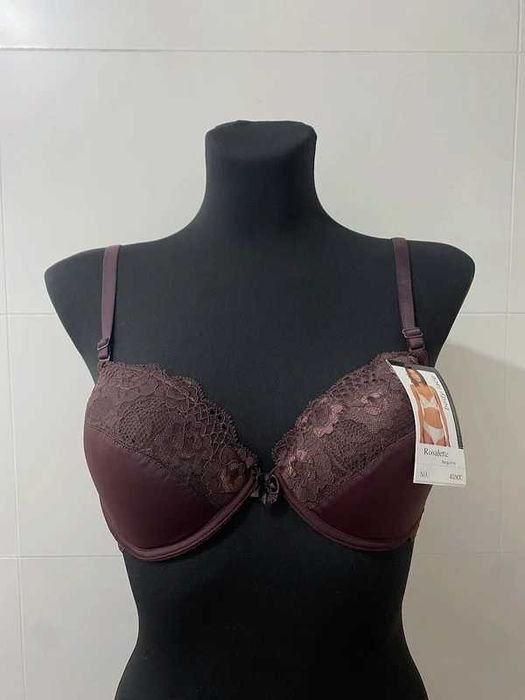 Nowy brązowy czekoladowy biustonosz z koronką 40/90c L