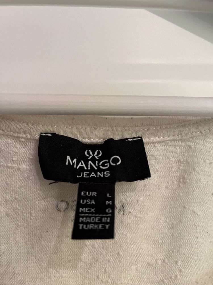 Kremowy t-shirt z efektem sprania Mango rozm L