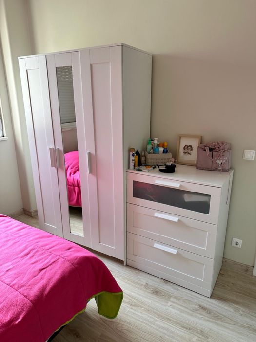 Roupeiro Quarto 3 Portas Branco Espelho IKEA Brimnes