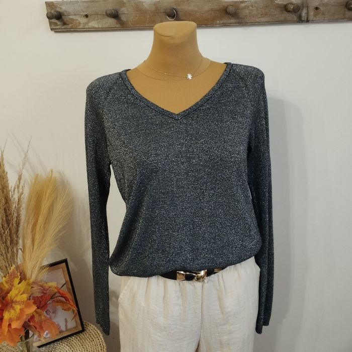 Bluzka / sweter damski  srebrna nitka,impreza, Saint Tropez r M,