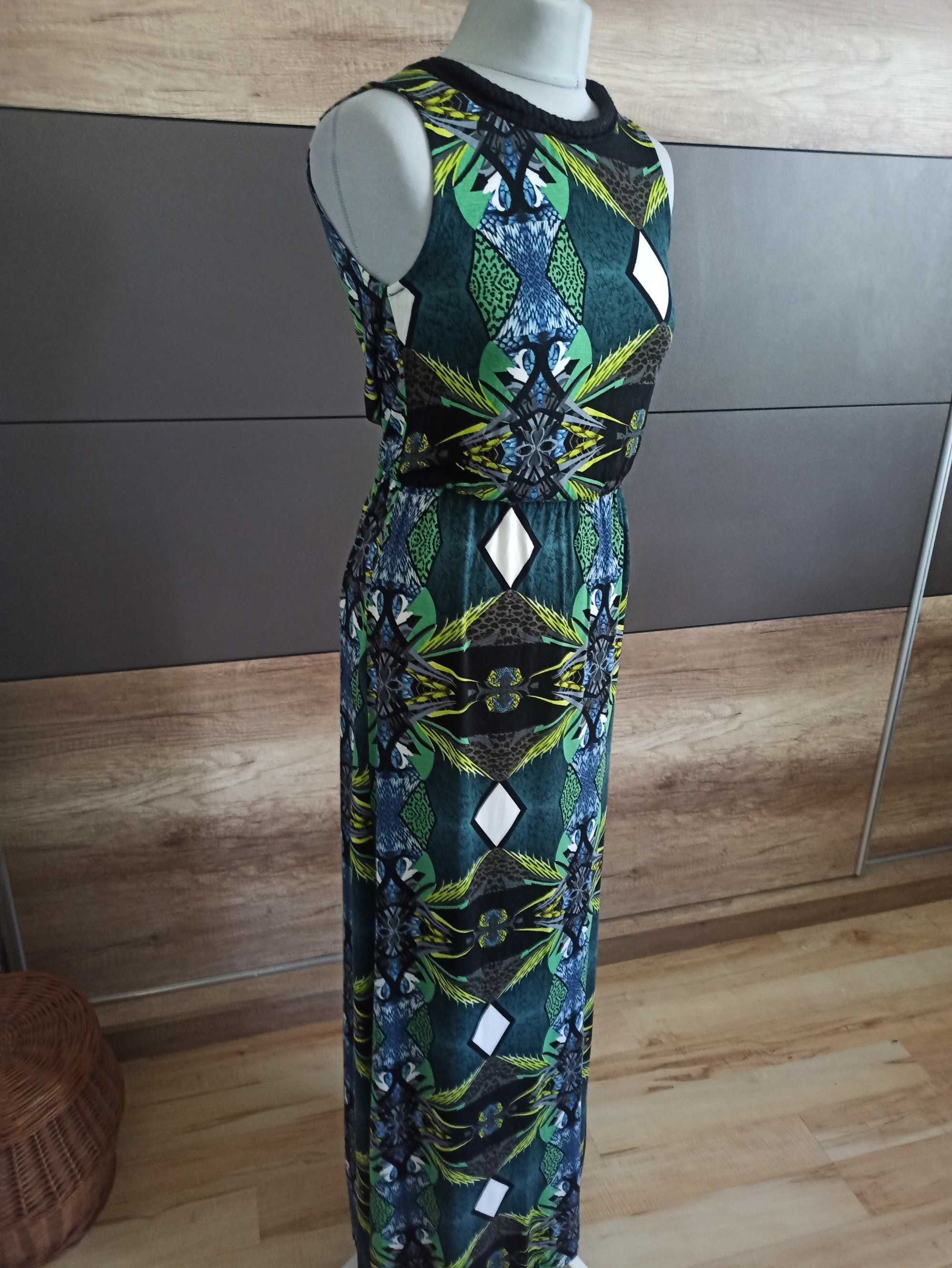 Zielona wzorzysta sukienka r. 36