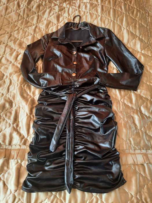 Mega świetna sukienka eko skórka roz.XS/S.