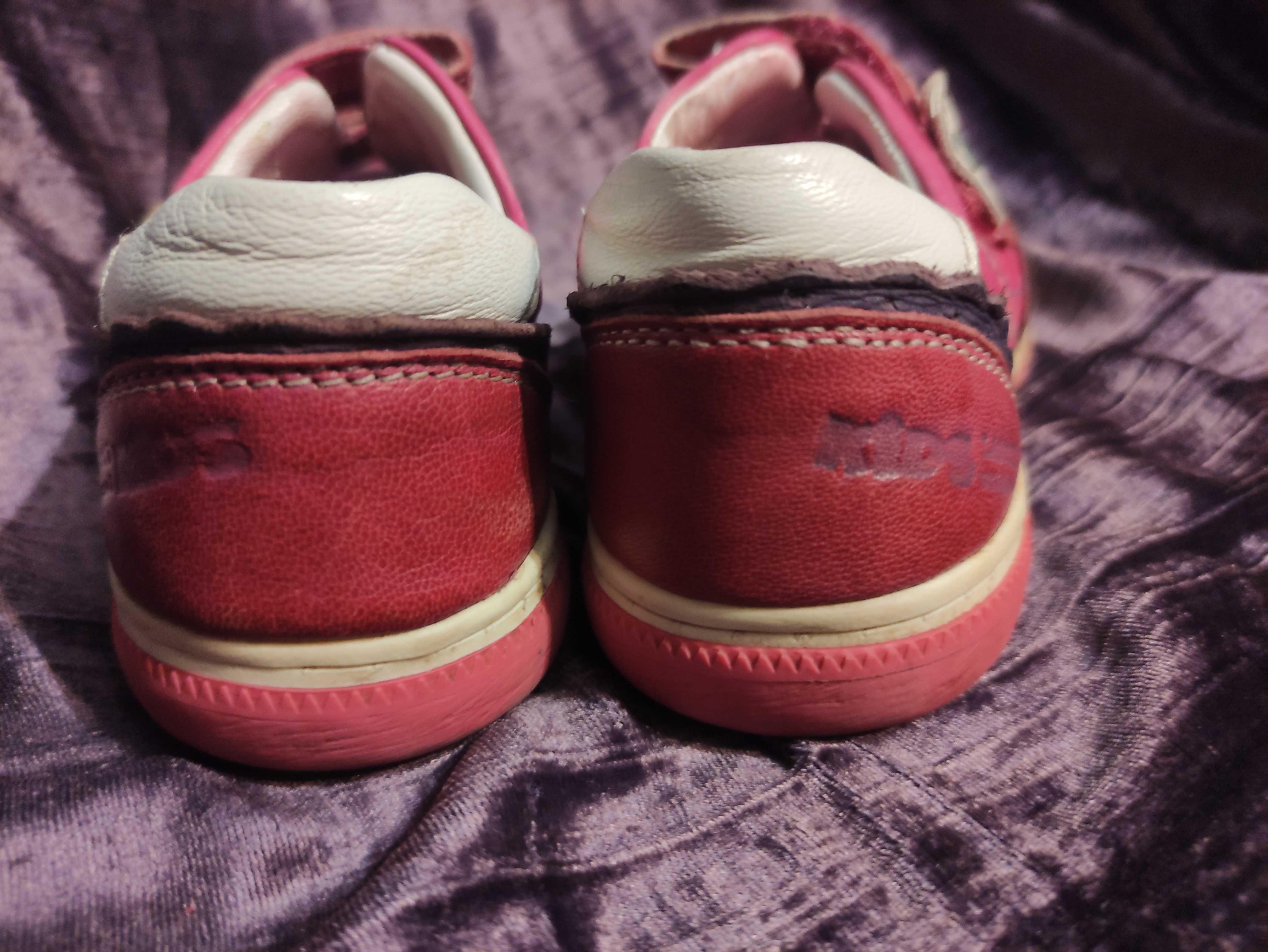 Skórzane półbuty dziewczęce Lasocki Kids r.30/19,5 na rzepy różowe