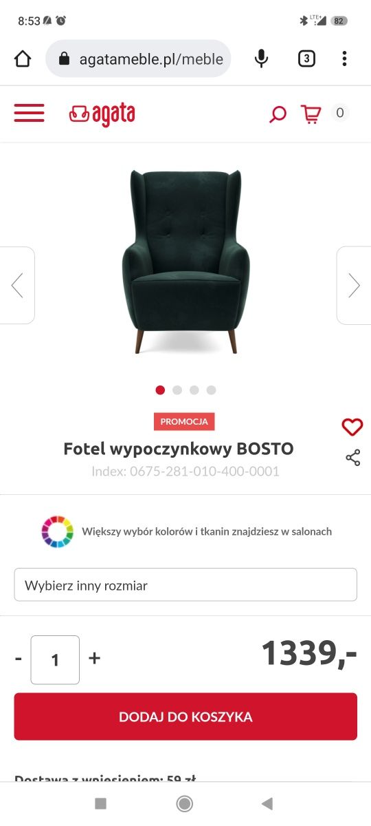 Fotel uszak musztardowy BOSTO