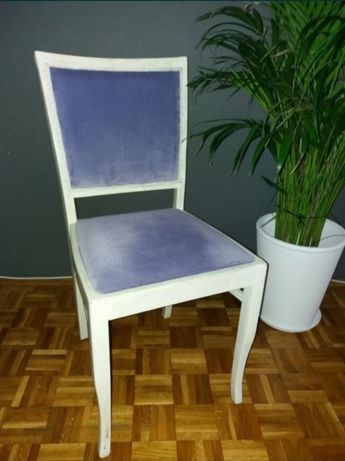 Krzesło białe PRL po renowacji, styl prowansalski, shabby chic