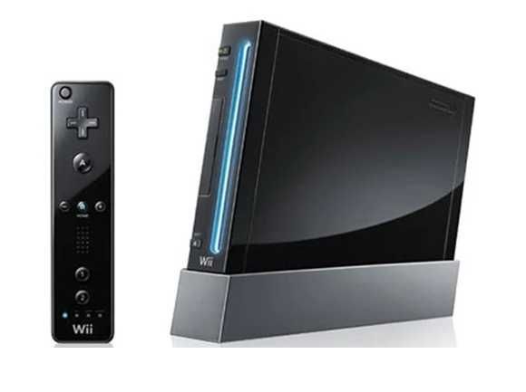 Consola WII preta e comando
