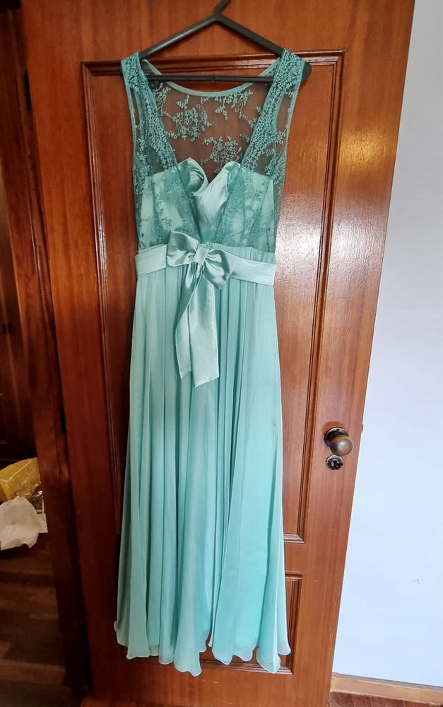 Vestido cerimónia comprido com renda