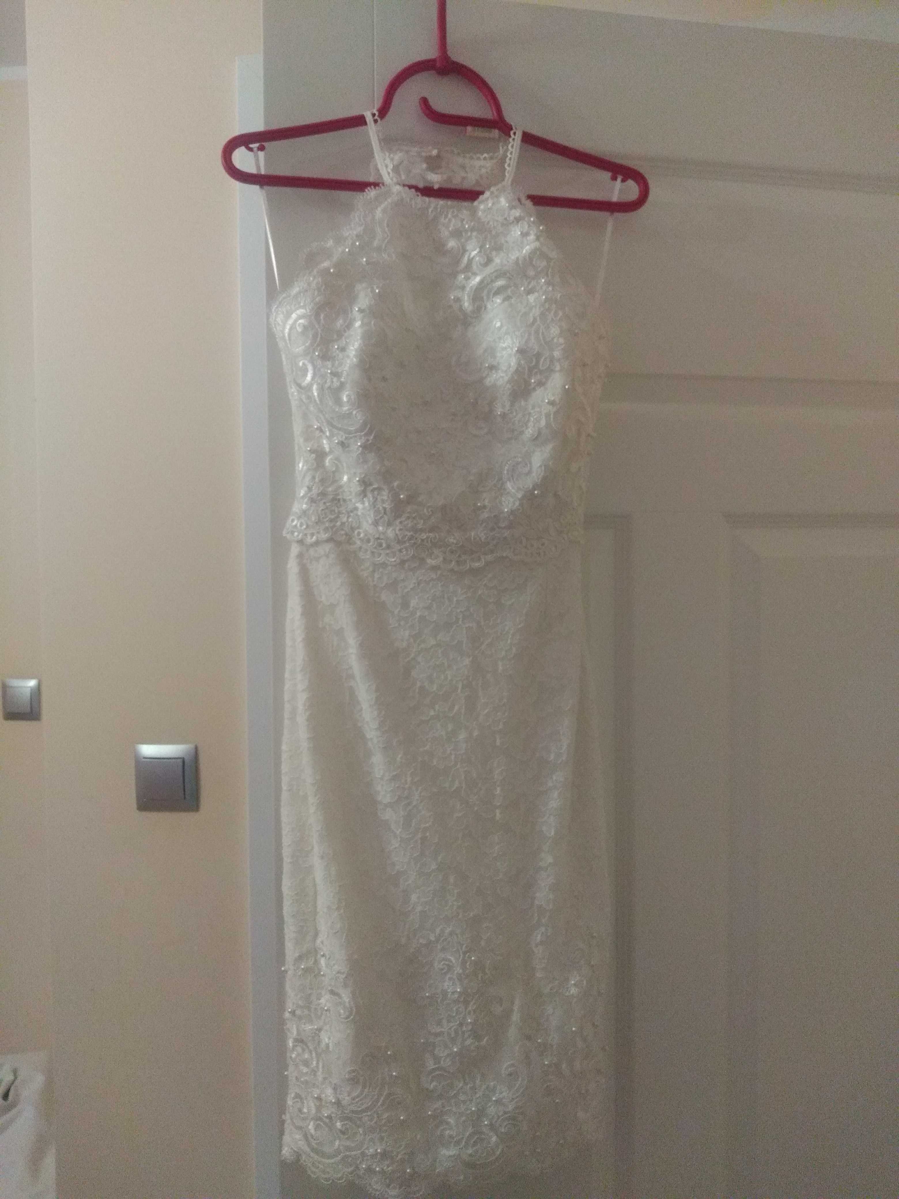 Sukienka biała, koronkowa 36 na wesele, elegancka
