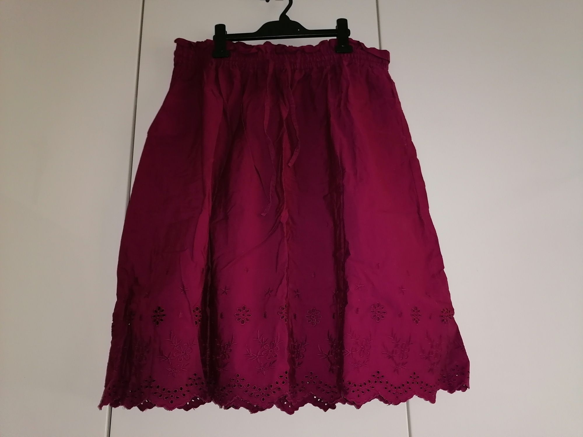 Nowa spódnica elegancka spódniczka haft ażur ciemny róż 44 xxl 46 xxx
