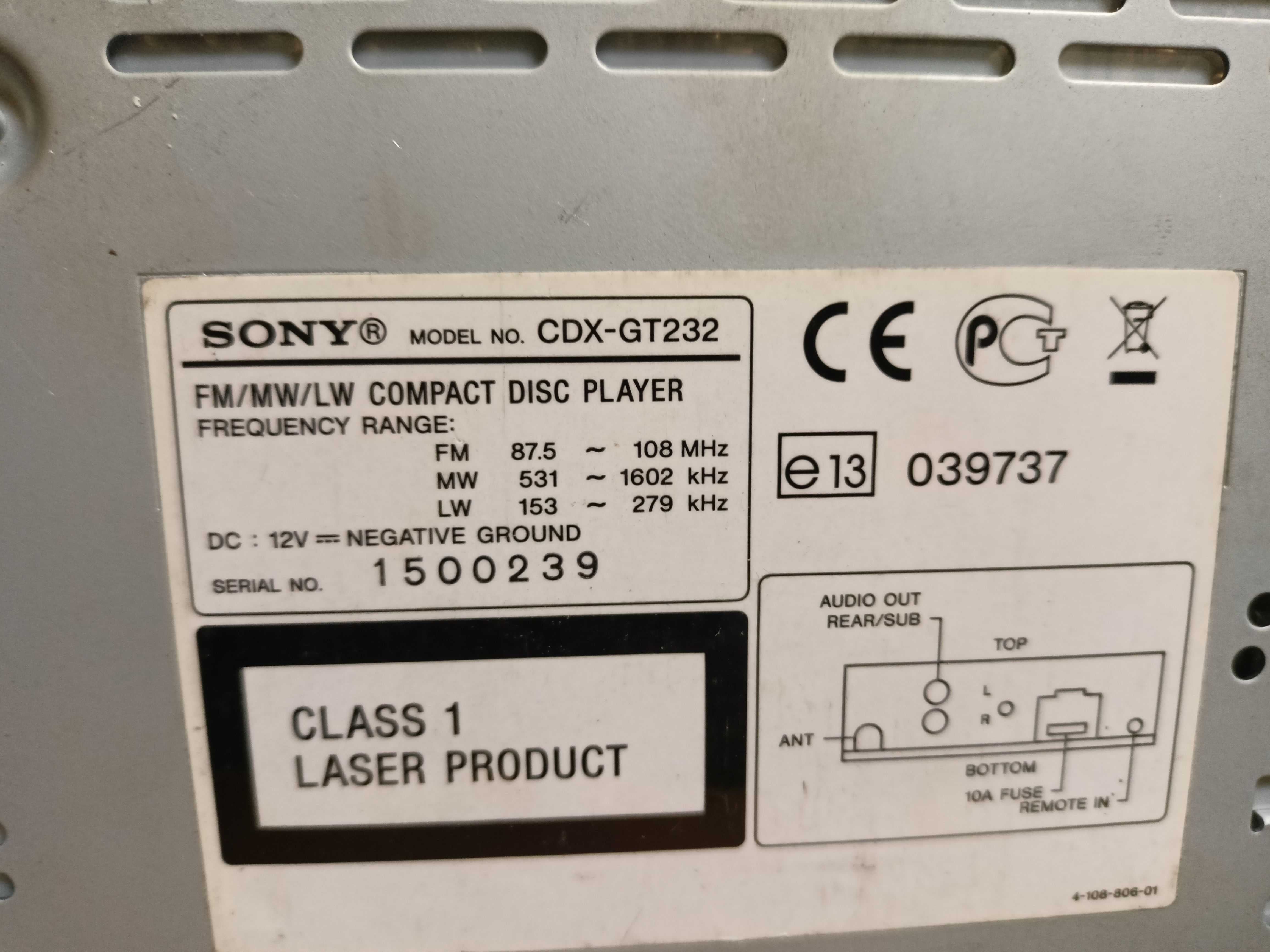 radio sony cdx-gt232 cd mp3 aux