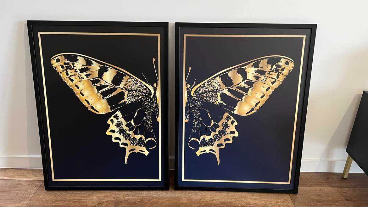 Obraz złoty motyl 63x83 cm