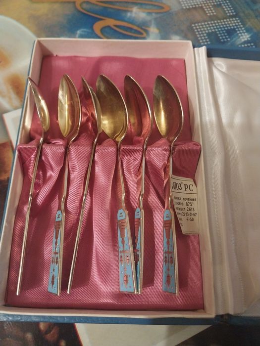 Серебро Ложки НОВЫЕ ЛЮЗ!Мельхиор СССР,клеймо, остались только ножи Б/У