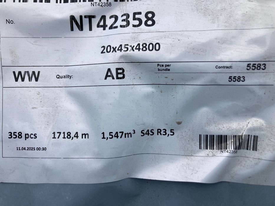 Listwa 20x45mm AB sucha , strugana , świerk skandynawski