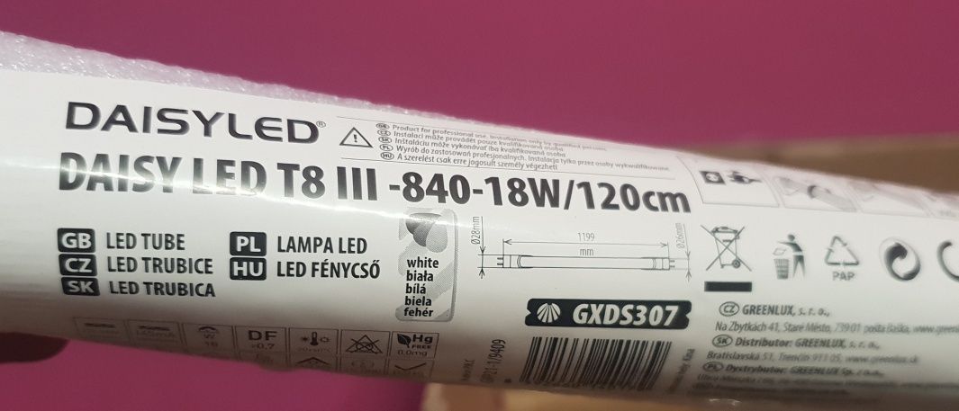 Świetlówka LED T8 (Tuba LED) 120cm 18W DAISY LED biala neutralna