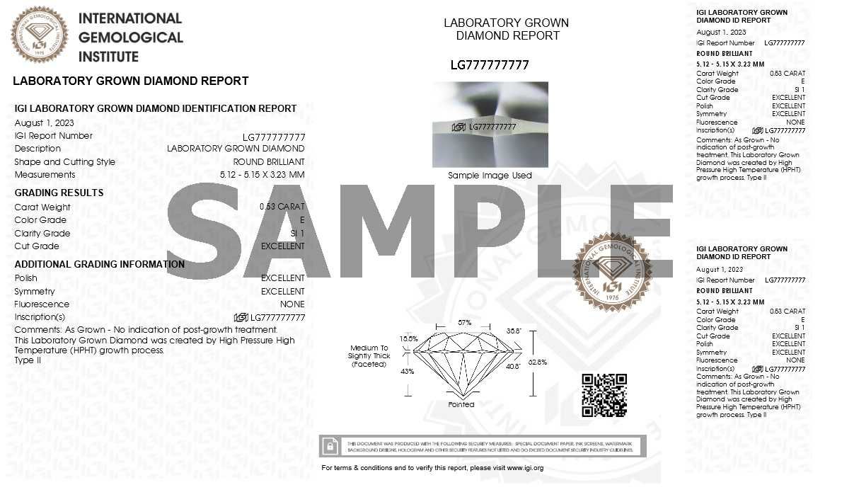 Лабораторные синтетические искусственные бриллианты CVD/HPHT от 0,50 к