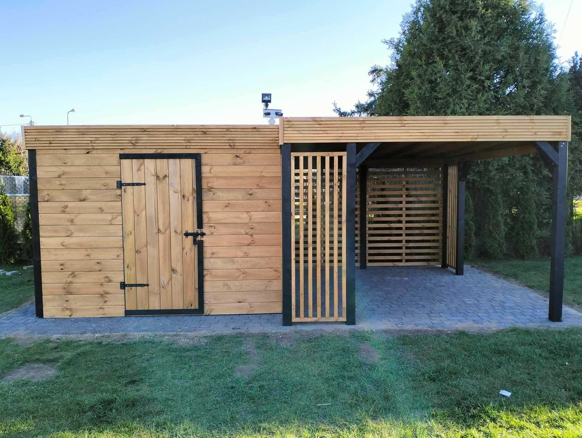 Nowoczesny Domek narzędziowy z Altanką 2w1 "Bocian" 3x6