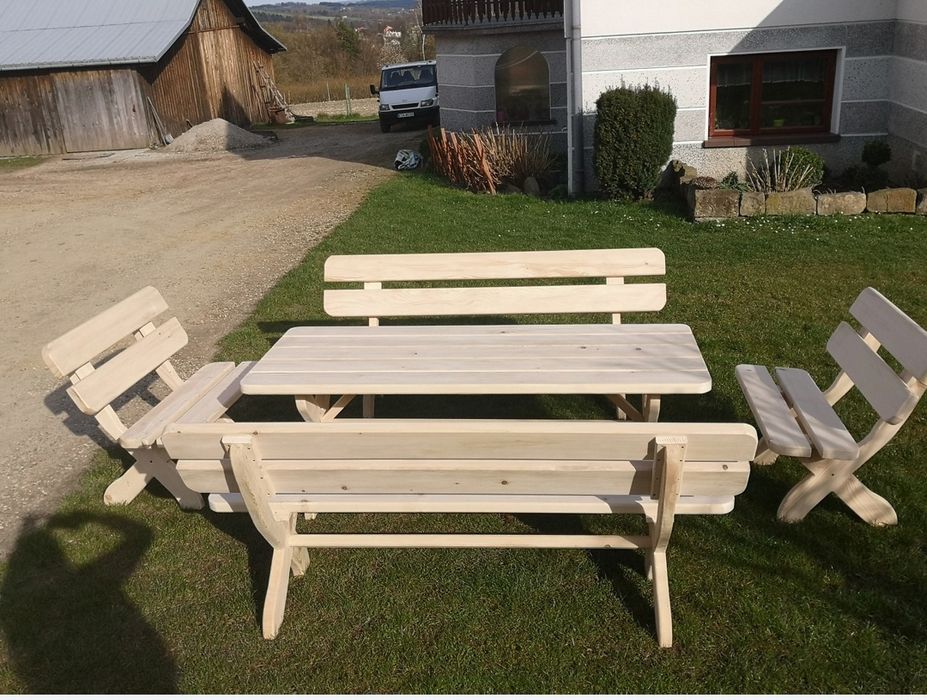Drewniany Komplet Ogrodowy Stół ławki
