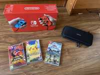 Nintendo switch + etui + 3 gry