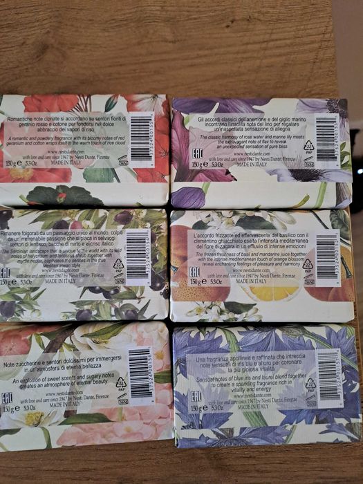 Sprzedam oryginalne włoskie mydła  6szt