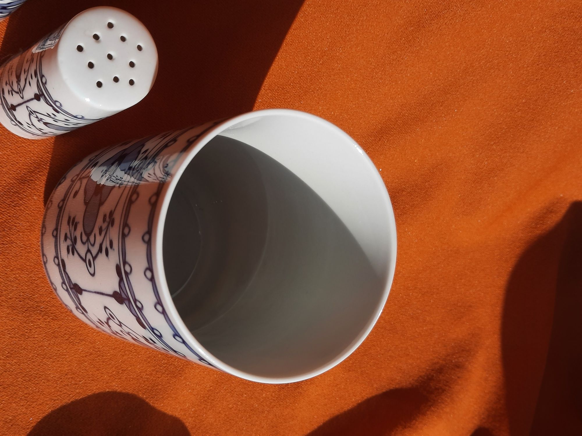 Zestaw pojemnik przyprawniki porcelana niebieski