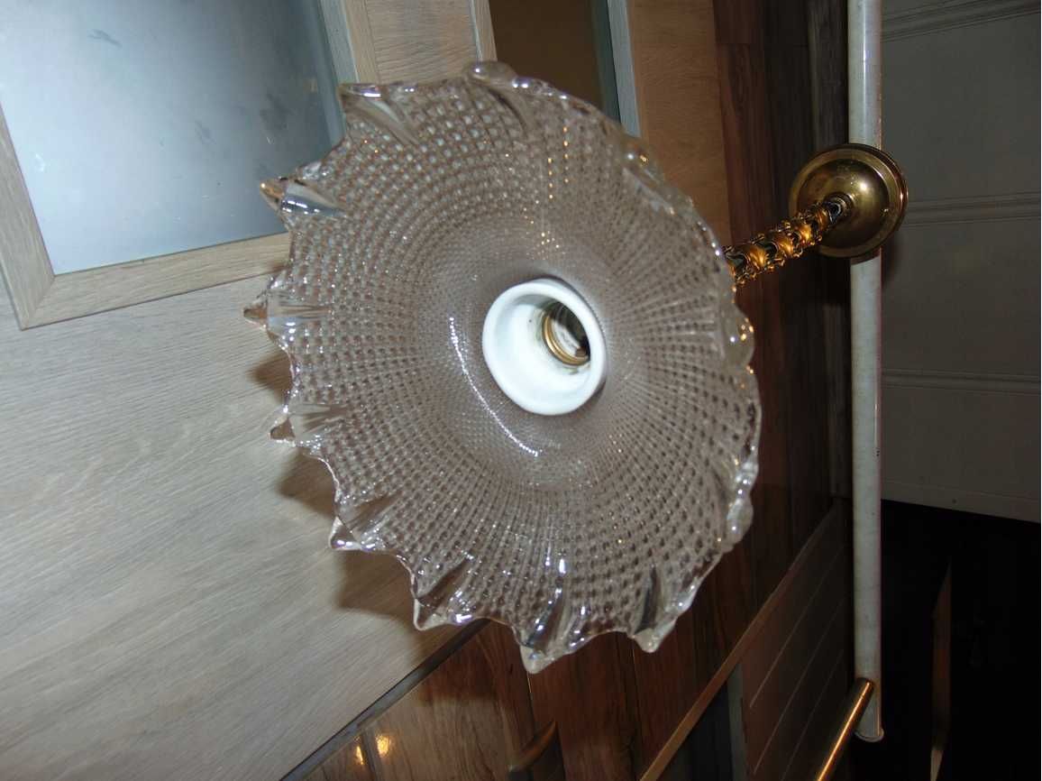 Secesyjna lampa,zwis mosiężny na łuskach wys.50 cm.