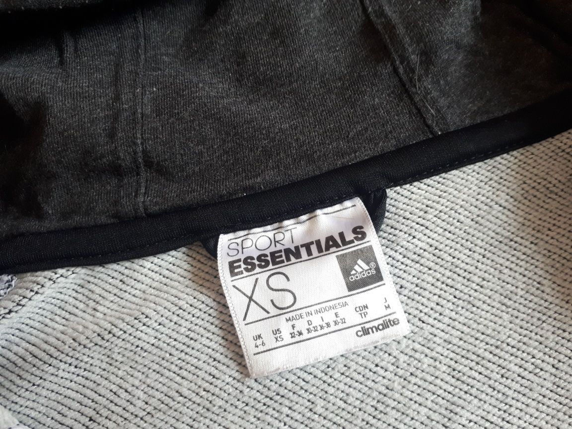 ADIDAS Sport Essentials szara rozpinana bluza z kapturem