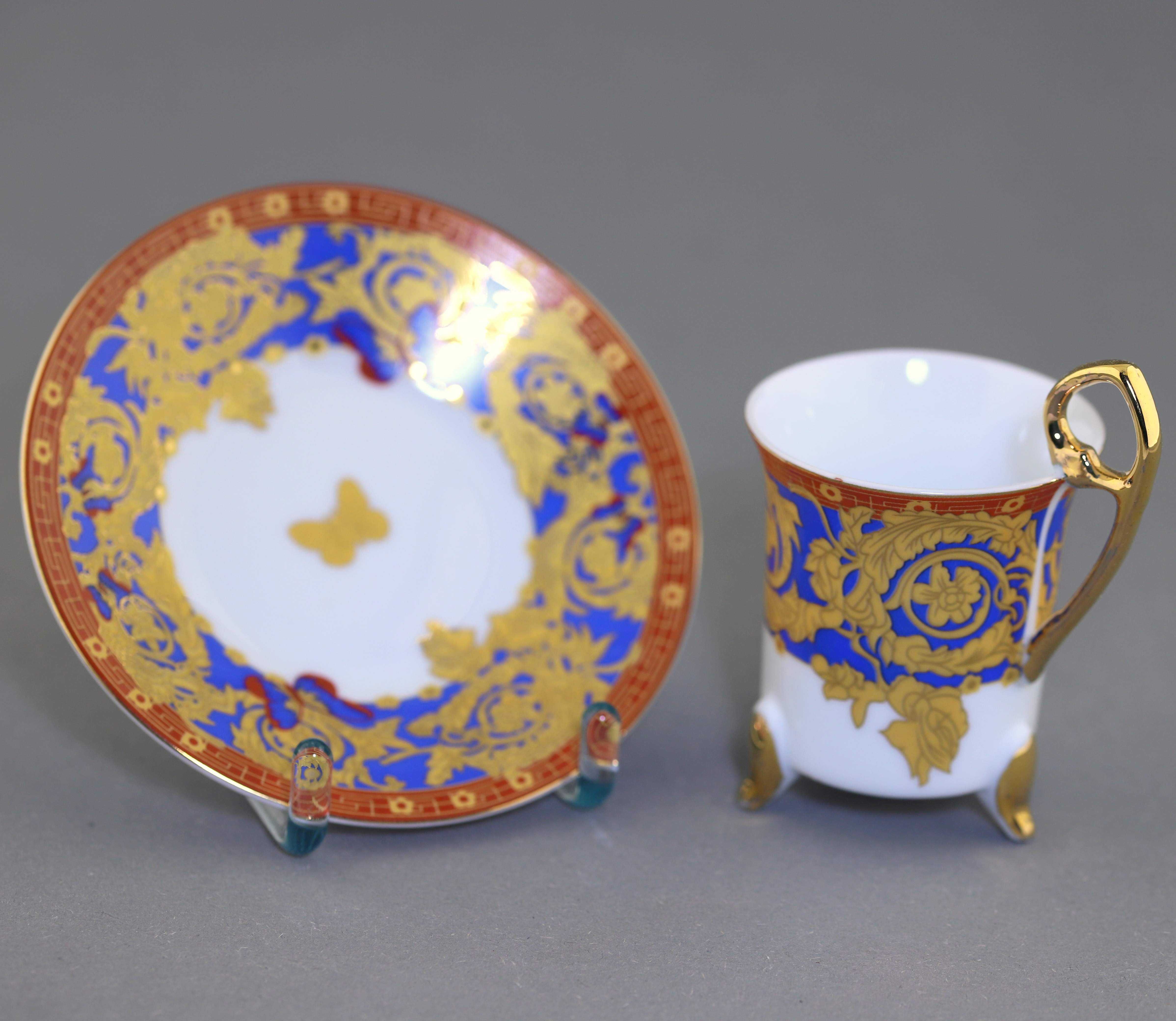 Zestaw duo filiżanka espresso demitasse 80ml w stylu barokowym Niemcy
