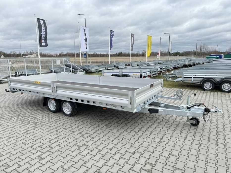 Wiola Multitrailer 3.5S | 500 x 210 cm | najazdy aluminiowe | burty aluminiowe  | przyczepa skrzyniowa do przewozu samochodów | DMC 3500 kg | 2 osie
