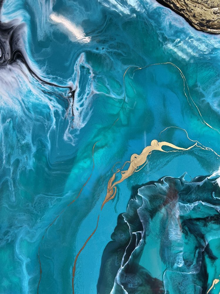 Картина из эпоксидной смолы в наличии океан resin art срез камня