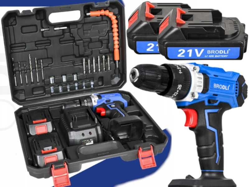 Akumulatorowa Wiertarko Wkrętarka Udarowa Zestaw 2 Baterie Walizka