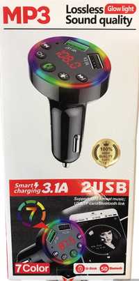 Transmiter Bluetooth Ładowarka 2 x USB Led RGB