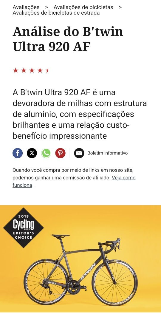 Bicicleta estrada Btwin Ultra 920AF