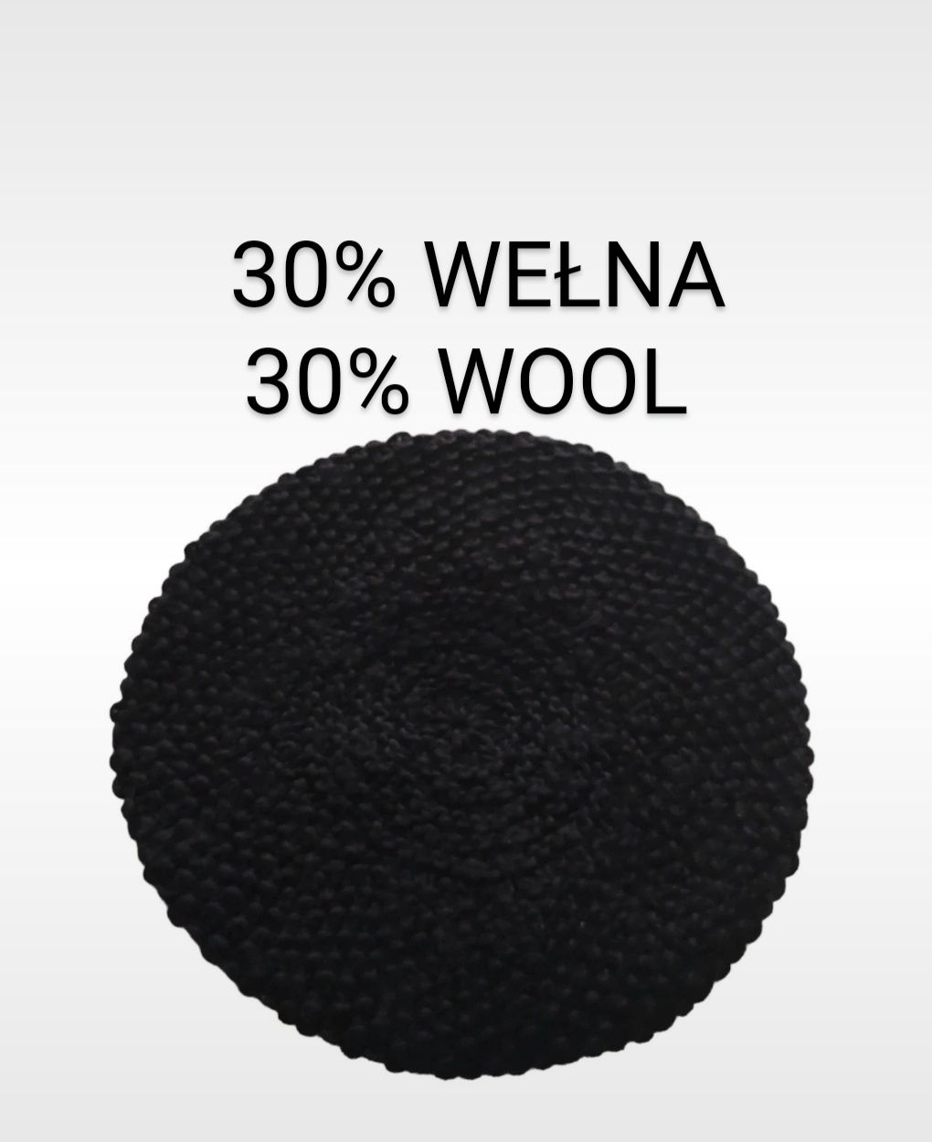 H&M Wełniany czarny ciepły beret damski 30% wełna