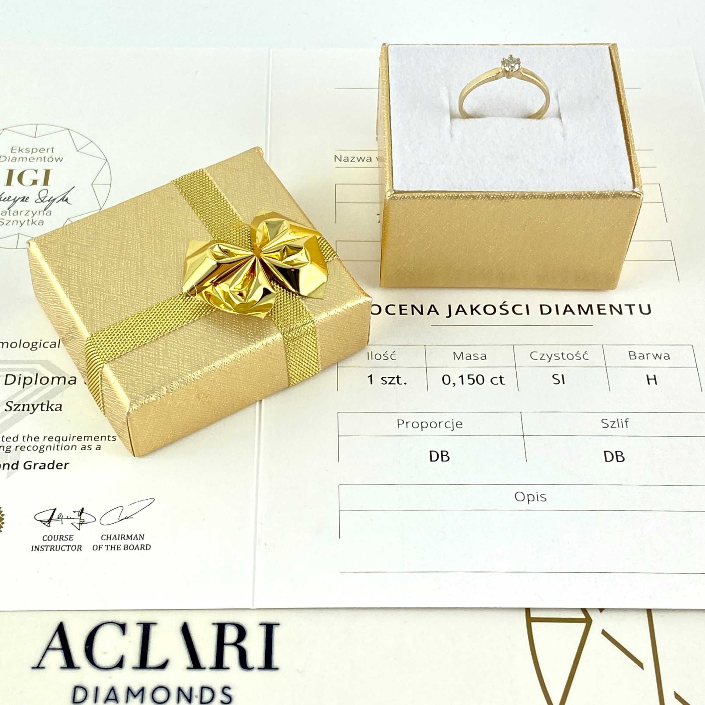 Piękny ZŁOTY pierścionek DIAMENT brylant 0,15ct PR. 585 (14K) rozm. 12