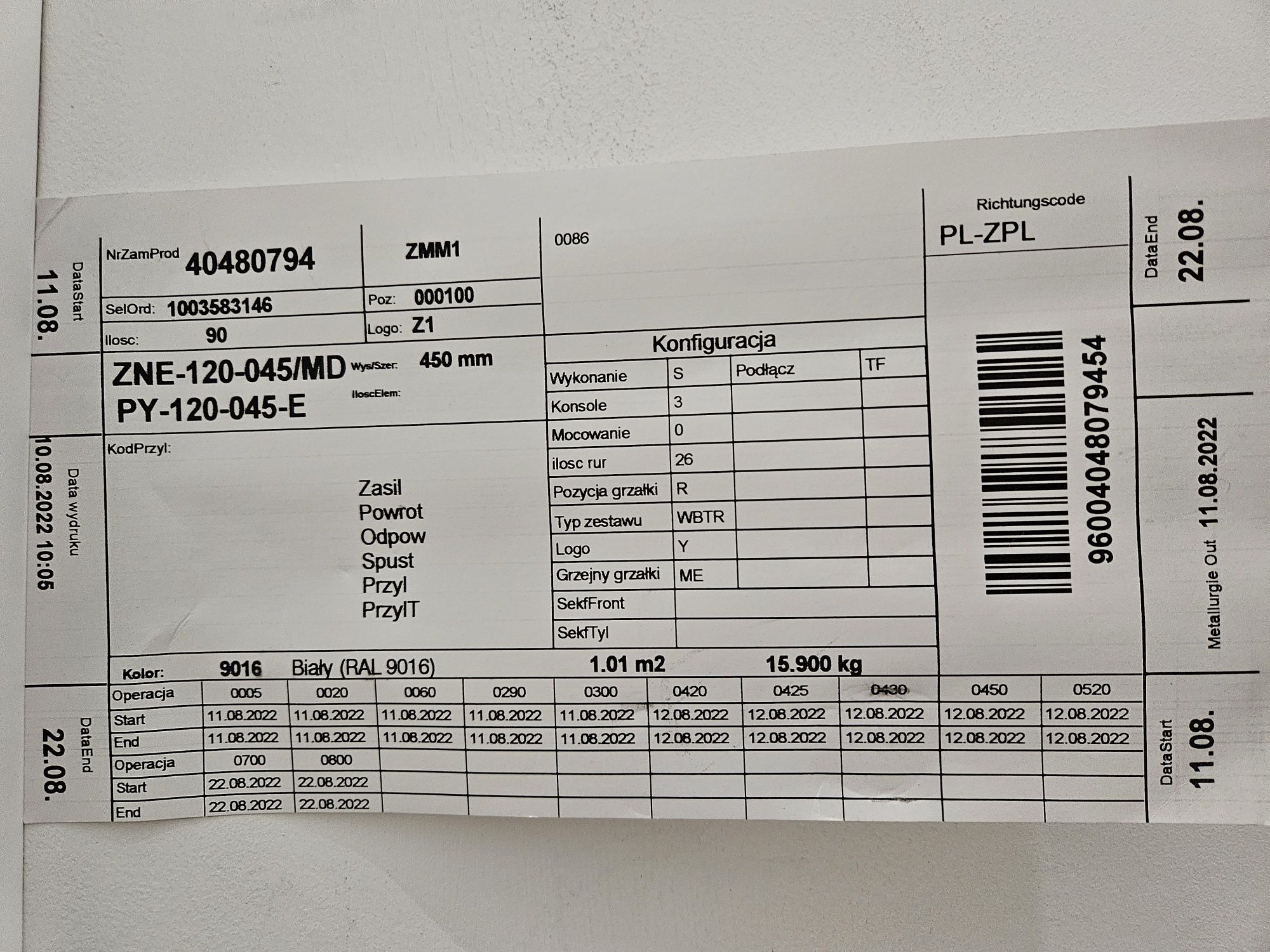 Zehnder ZENO ZNE-120-045/MD BIAŁY grzejnik elektryczny łazienkowy