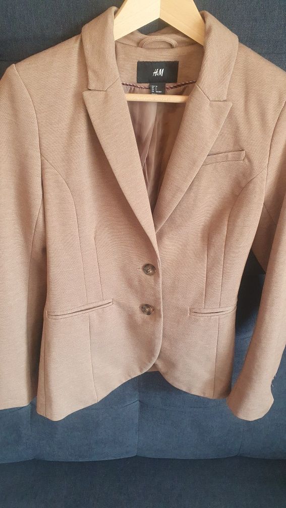H&M jasno brązowa/beżowa marynarka stan bdb rozm. S 36