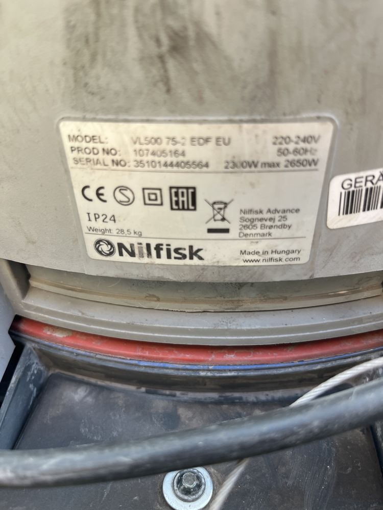 Odkurzacz Nilfisk VL500 75-2 EDF , 2650 W, mokro/sucho pompa odpływowa