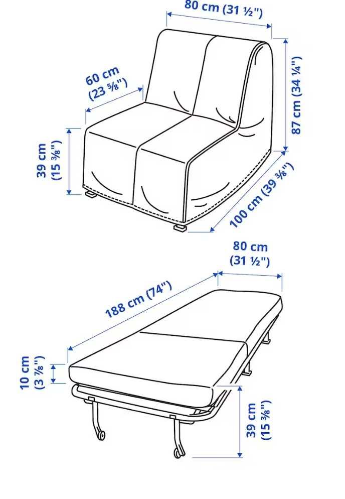 Ikea fotel rozkładany sofa 1 osobowa