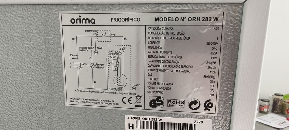 Frigorífico 2 Portas Com Congelador Orima (Como nova)