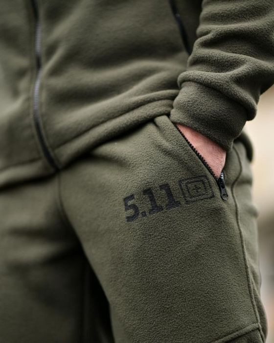 Флісовий костюм 5.11 олива кофта та штани олива комплект на зиму