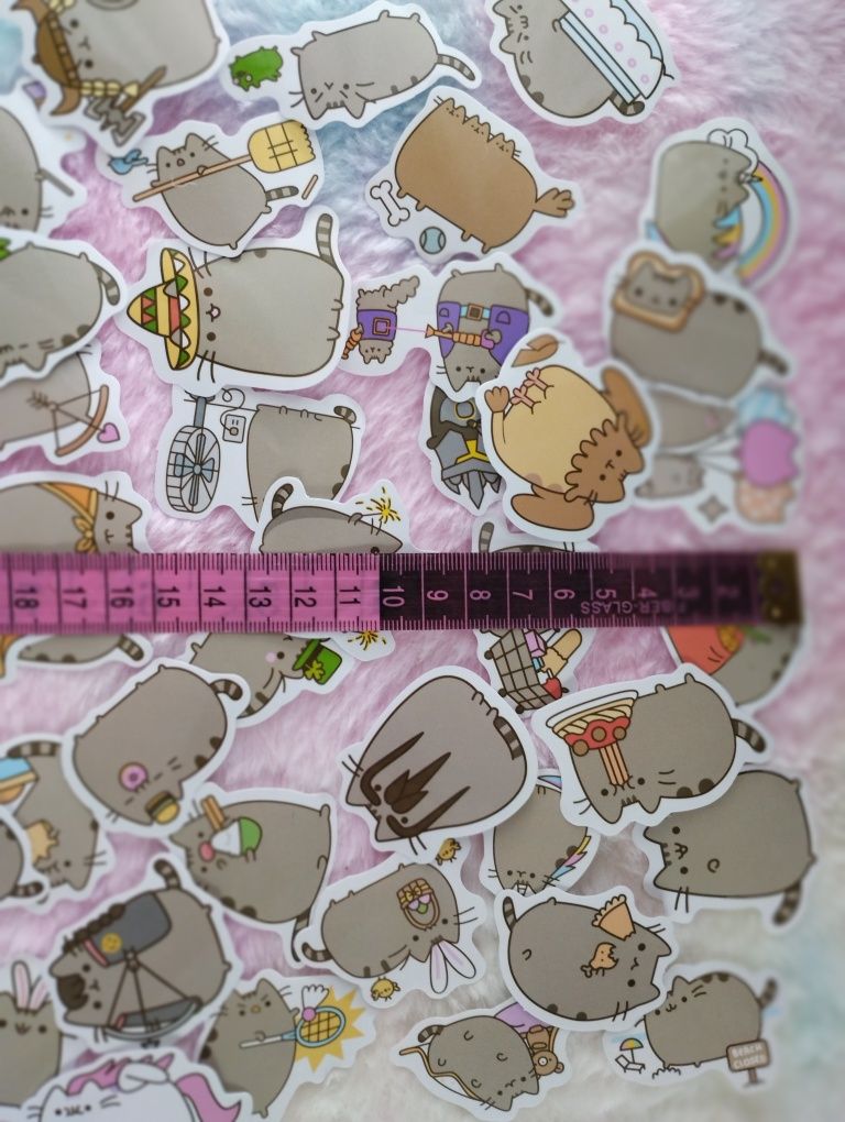 Naklejki kot Pusheen nowe mix 50szt