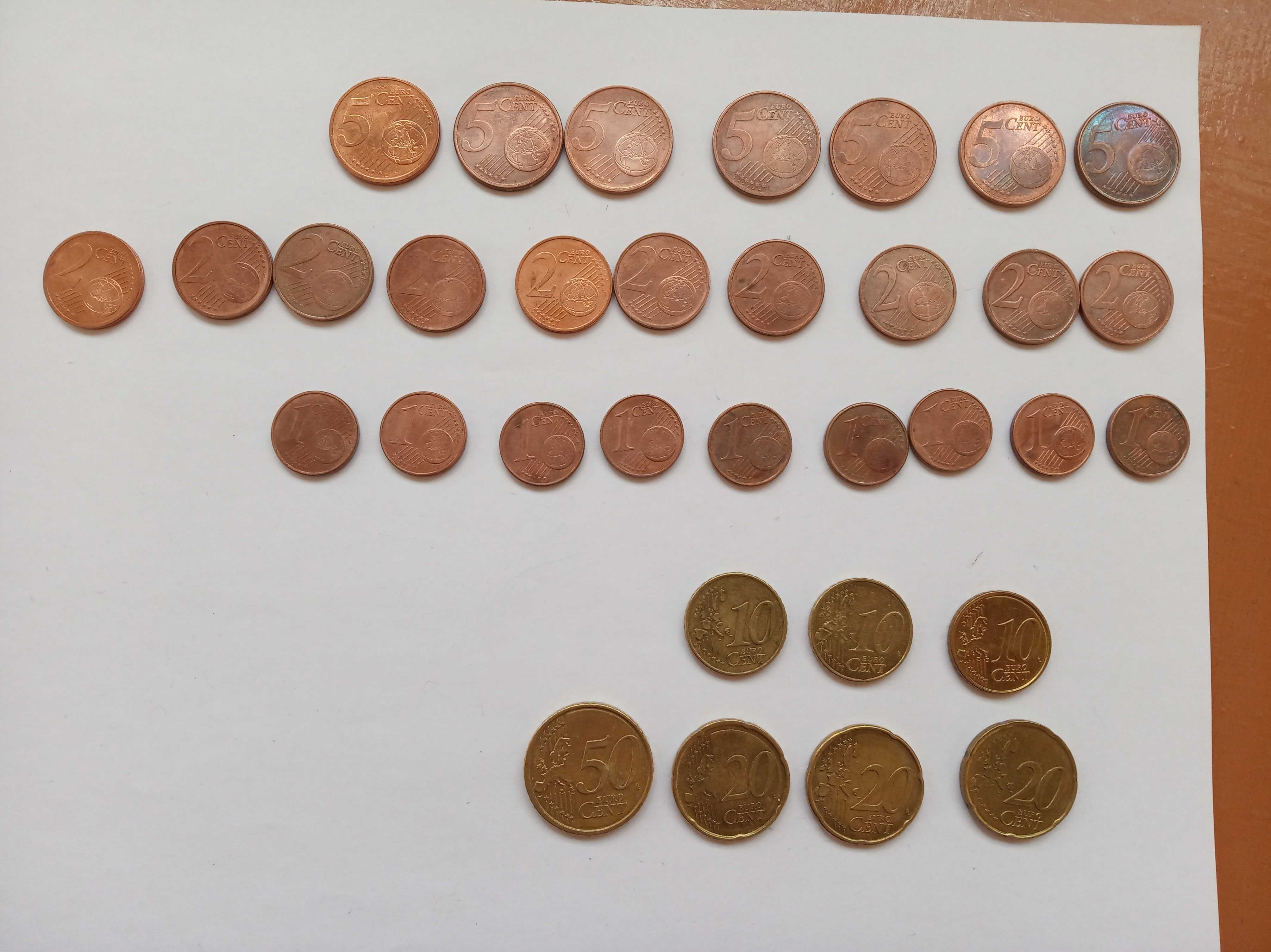 Монети 51 штука євро центи, злоті, паунд, рублі