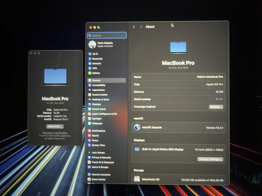 Macbook pro M3pro 18gb 512 ssd