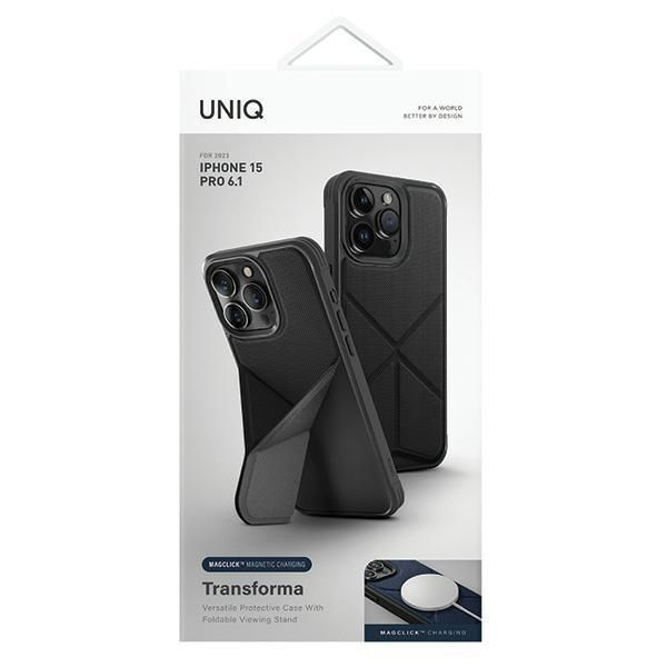 Etui UNIQ Transforma do iPhone 15 Pro 6.1" | Czarny - Ebony Black